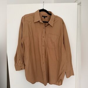 Banana Republic Oversized Poplin Button-Down Shirt - Camel Brown